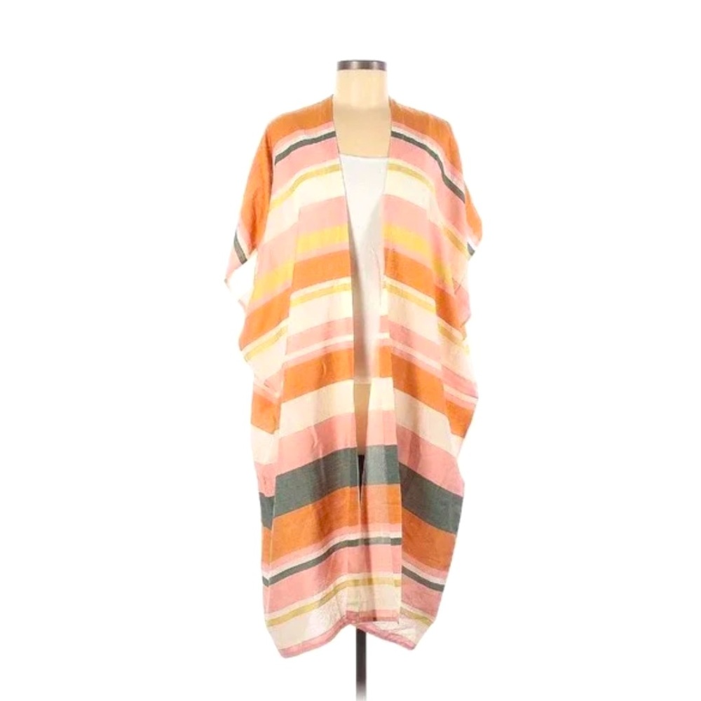 XS/SM Ann Taylor Loft Womens Kimono Coverup Summer Pastel Stripes Flowy Vacation